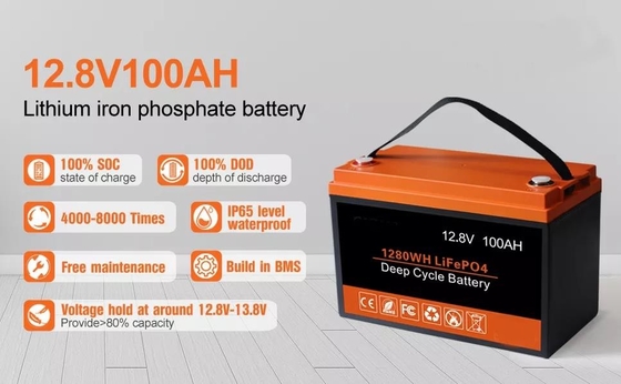 12kg Güneş Enerjisi Depolama Bataryası UN38.3 100AH ​​12V LiFePO4 Derin Döngülü Batarya