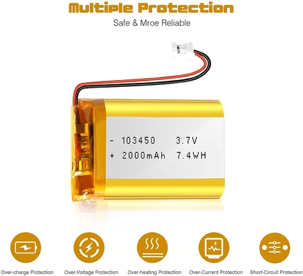 103450 3.7V Lityum İyon Polimer Pil 57g Şarj Edilebilir Li Ion Pil 2000mAh