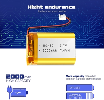 103450 3.7V Lityum İyon Polimer Pil 57g Şarj Edilebilir Li Ion Pil 2000mAh