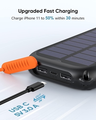 Gerçek Taşınabilir El Krank Güneş Enerjisi Bankası İstasyonu 26800mAh NCM