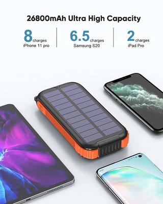 Gerçek Taşınabilir El Krank Güneş Enerjisi Bankası İstasyonu 26800mAh NCM