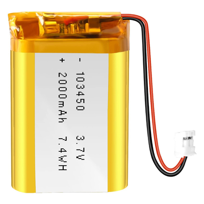 NCM Şarj Edilebilir Li Ion Pil 3.7v 2000mah / Lityum İyon Pil Konektörü JST